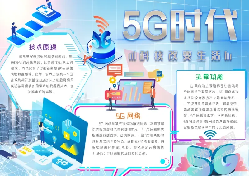 5G时代手抄报内容模板彩色有字版.webp