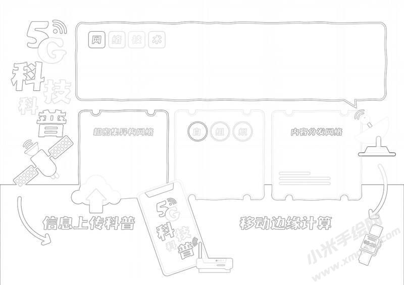 5G科技科普手抄报黑白线稿.jpg