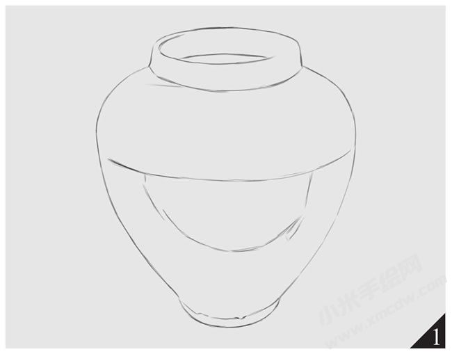 黑色罐子素描绘制步骤图示01.jpg