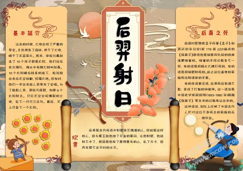 后羿射日手抄报模板有字版（第二版）.webp