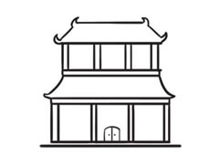 中国古代建筑简笔画创作步骤图示